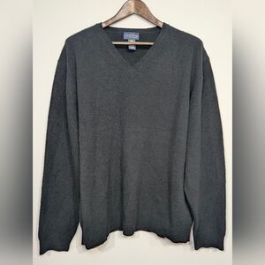 Club Room Men's XXL 100% Lambswool Black V-Neck Sweater Relaxed Fit Charter Club